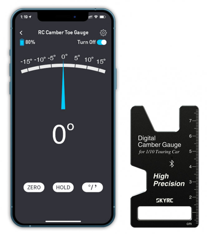 SkyRC Camber Gauge Digital Bluetooth - CTG-015 - RCXX - RC Racing Shop | RC Models | Tuning & Spare Parts for Professionals