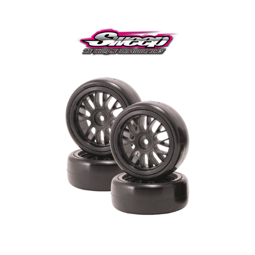 Pneus Sweep QTS-32 Low profile pour moquette avec jantes à rayons BBS - Prémontés 32deg (SQT-32+EXP-LS+SSW-SWB)