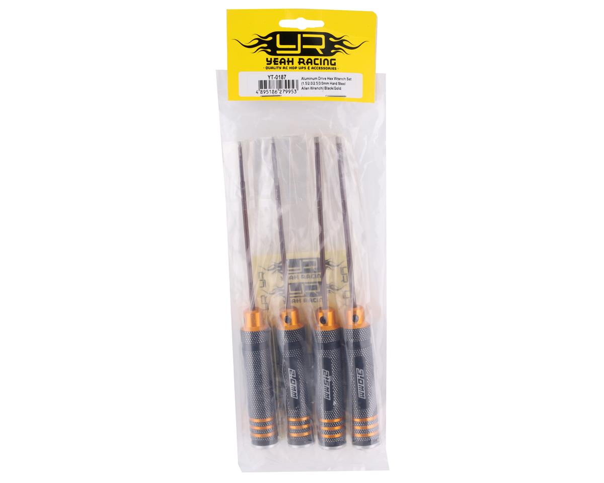 Aluminum Drive Hex Wrench Set (1.5/2.0/2.5/3.0mm Spring Steel Allen Wrench) Black/Gold