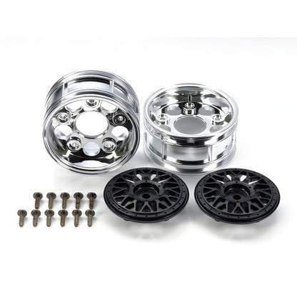 Tamiya 54794 Felgen 2-teilig Y-Speiche chrom/schwarz 26mm (2)