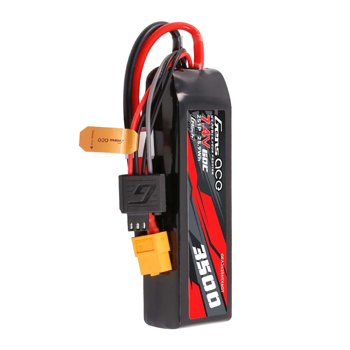 GensAce G-Tech Hard 2S 7.4V-3500-60C 100x34x22mm 179g (XT60)