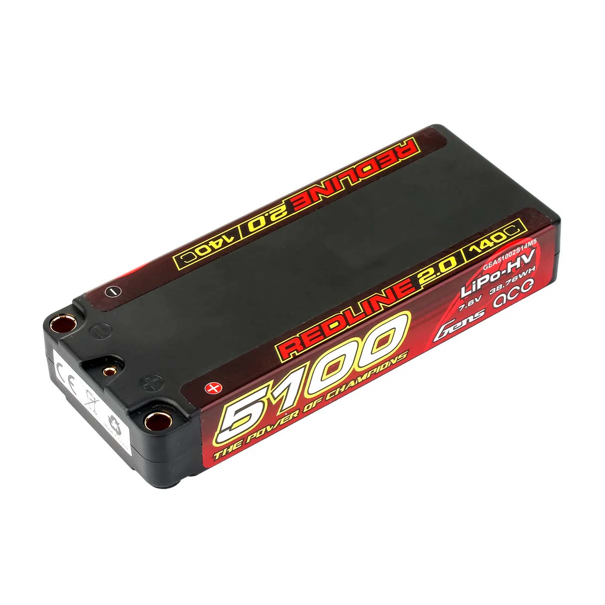 GensAce Redline 2.0 Mid Size 2S HV 7.6V-140C-5100 113x47x19mm 191g