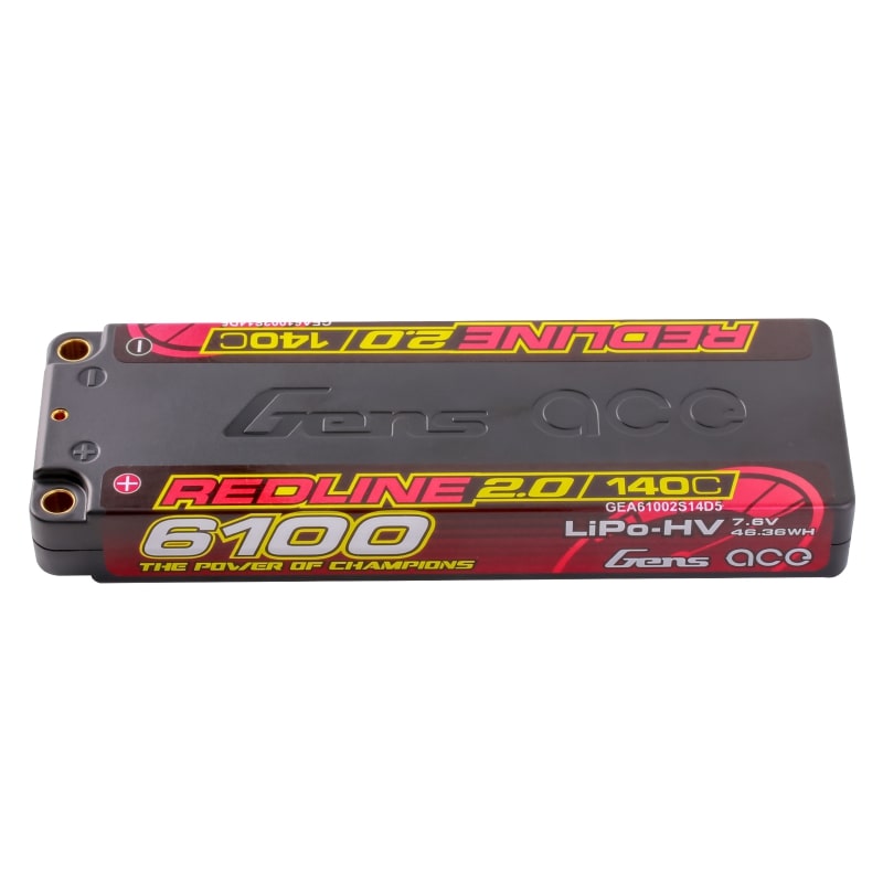 Batterie GensAce Redline 2.0 Low Prof 2S HV 7,6 V - 140 °C - 6100 139 x 47 x 18,5 mm 226 g