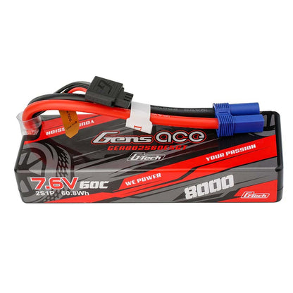 Batterie GensAce G-Tech Hard 2S 7,6 V - 8000 mAh - 60 °C 138 x 46 x 24 mm 334 g (XT60)