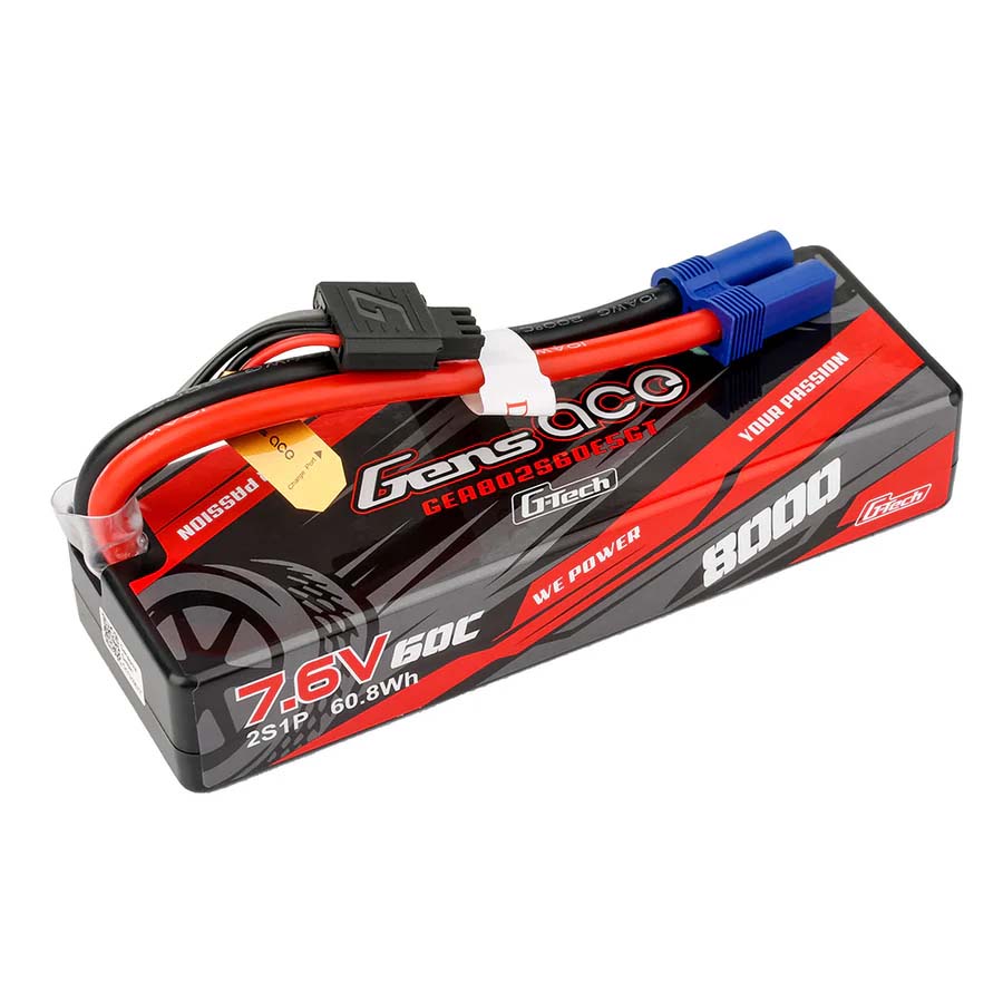 Batterie GensAce G-Tech Hard 2S 7,6 V - 8000 mAh - 60 °C 138 x 46 x 24 mm 334 g (XT60)