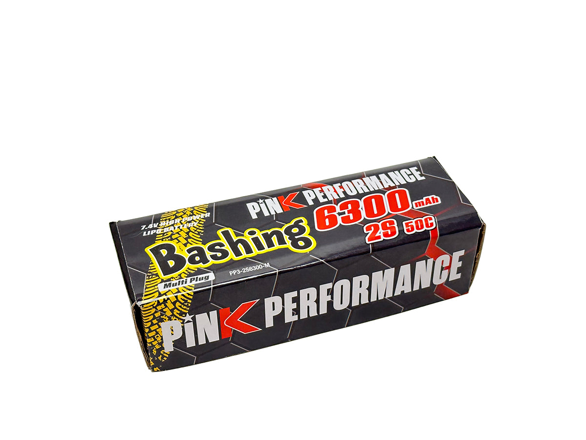 Batterie LiPo rose pour bashing 2S 7,4 V - 6300 mAh - 50C (Multicolore) 139 x 47 x 25 mm 325 g