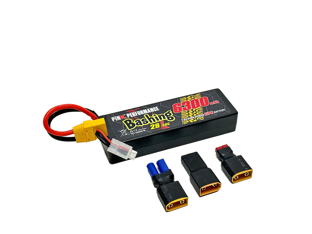 Batterie LiPo rose pour bashing 2S 7,4 V - 6300 mAh - 50C (Multicolore) 139 x 47 x 25 mm 325 g