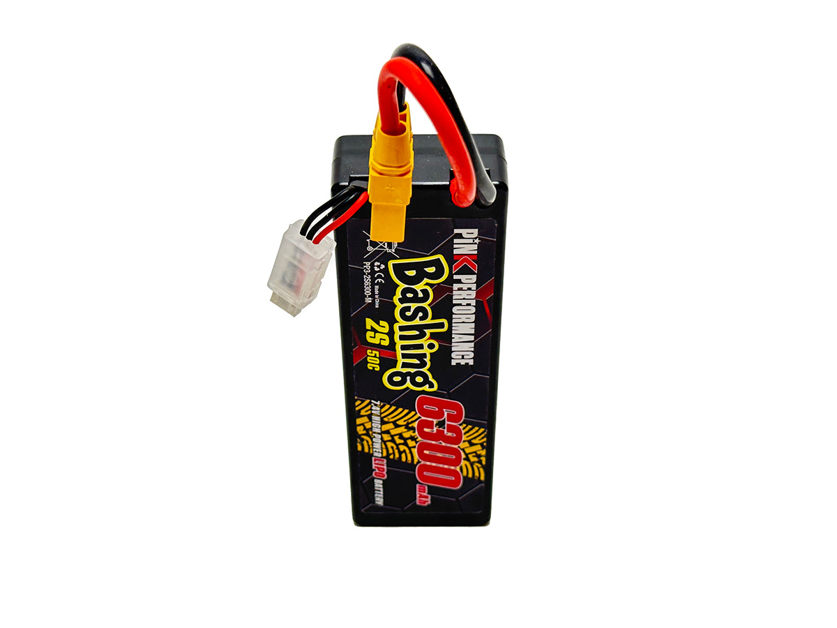 Batterie LiPo rose pour bashing 2S 7,4 V - 6300 mAh - 50C (Multicolore) 139 x 47 x 25 mm 325 g