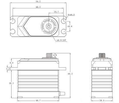 SRT Servo T55 1/10 & 1/8 Offroad HV (0.19s/8.4V/55kg) Coreless - RCXX - rc racing for professionals